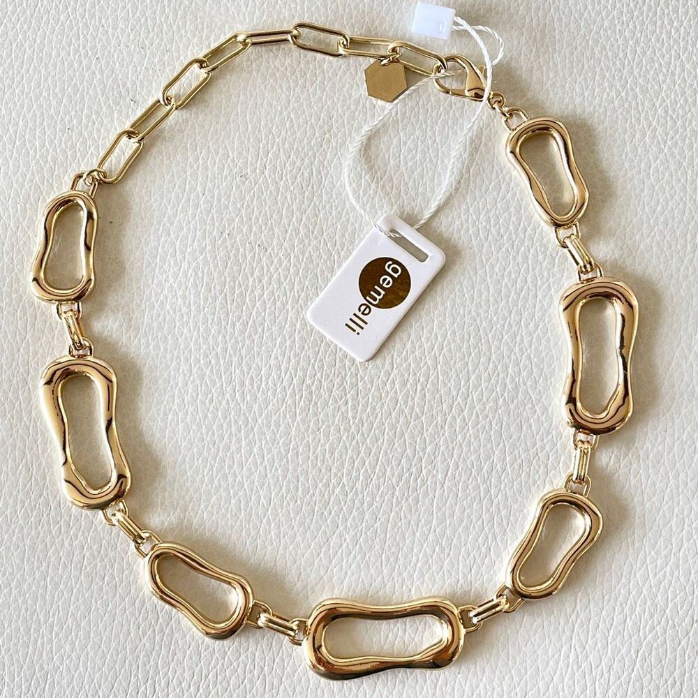 NWT Gorgeous Rare Gemilli Molten Links Gold Necklace - Picture 3 of 12